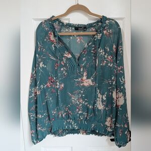 a.n.a Teal Floral Blouse-SZ  XL